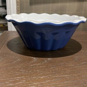 Emile Henry deep dish Jelly Bowl Blue and white 9”